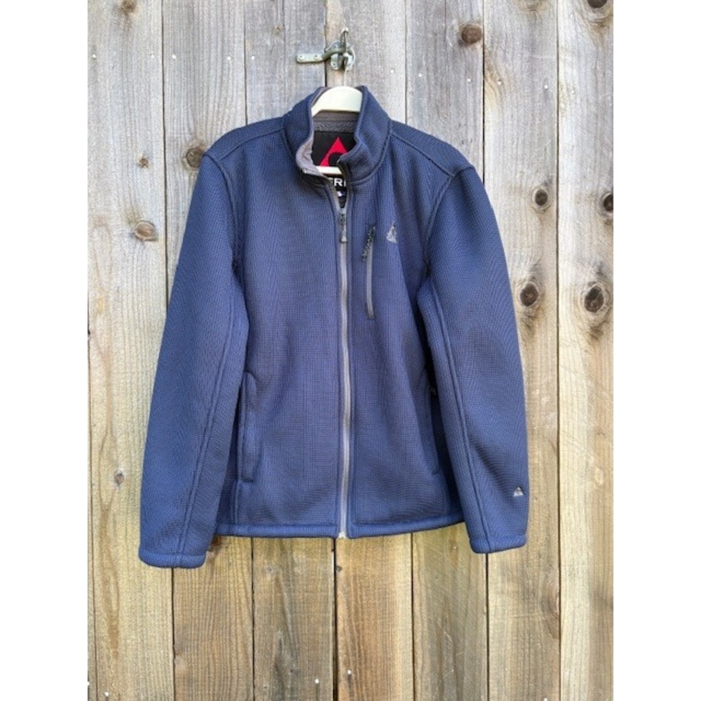 Gerry Mens Full Zip Sherpa Lined Waffle Knit Jacket Navy Blue 1047676‎ Large